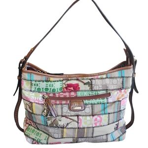 Etienne Aigner Patchwork Shoulder Bag Y2K Zipper Closure Boho Chic Bohemian